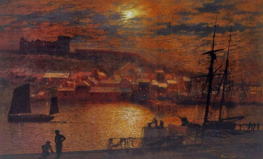 John Atkinson Grimshaw, "Whitby from Scotch Head, Moonlight on the Esk", 1879